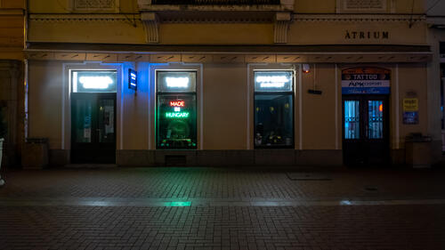 Window shops at night